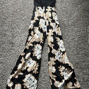 Evereve High Waisted Wide Leg Women M Boho Floral Festival Flowy Cottagecore 80s